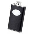 Personalised 4oz Stainless Steel Black Leather Hip Flask