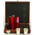 Engraved Hip Flask Captive Lid 6oz Red stainless steel