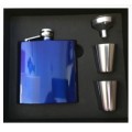 Engraved Hip Flask Captive Lid 6oz Blue stainless steel