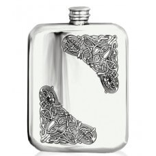 Celtic Scrolls 6oz Piper Pewter Hip Flask