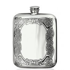 Celtic Purse Scroll 6oz Piper Pewter Hip Flask