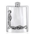 Celtic (Ceilteach)Corner Scroll 6oz Piper Pewter Hip Flask