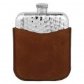 Pewter and Leather English  Hip Flask 