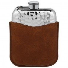 Pewter and Leather English  Hip Flask 