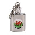 Welsh Badge Stainless Steel Hip Flask keyring Polished