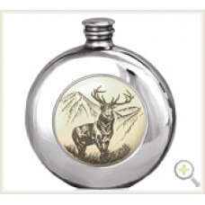 Personalised 6oz Piper Pewter Highland Stag Picture Hip Flask