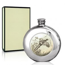 Personalised 6oz Piper Pewter Pheasant Picture Hip Flask