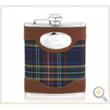 Personalised 6oz Stainless Steel Tan Tartan Hip Flask