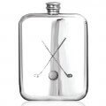 Personalised Crossed Golf Clubs 6oz English Pewter Purse Hip Flask