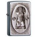 ZIPPO BRUSHED CHROME KEYHOLE EMBLEM LIGHTER