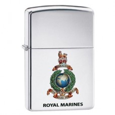 Personalised  ZIPPO LIGHTER HIGH POLISH CHROME ROYAL MARINES, OFFICIAL CREST