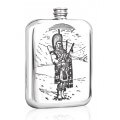 Personalised Scotland Scottish Piper 6oz Piper Pewter Hip Flask