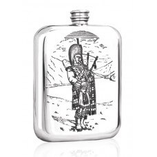 Personalised Scotland Scottish Piper 6oz Piper Pewter Hip Flask