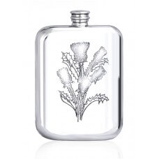 Personalised Scotland Thistle 6oz Piper Pewter Hip Flask TSF600
