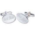 Best Man Wedding Silver Plated Oval Cufflinks High Quality
