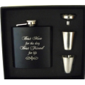 Personalised Mat Black Stainless Steel 6oz Hip Flask & Lined Gift Box