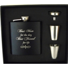 Personalised Mat Black Stainless Steel 6oz Hip Flask & Lined Gift Box