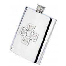 Celtic Cross 6oz Piper Pewter Hip Flask