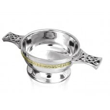 Celtic Golden Kells Piper Pewter Quaich