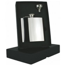 High Finish Hip Flask Captive Lid 6oz Personalised Free Gift Box