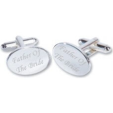 Father Of The Bride Wedding Silver Plated Oval Cufflinks High Quality