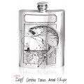 Personalised 6oz English Pewter Course Fishing Scene Hip Flask