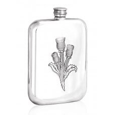 Personalised Scotland Thistle 6oz Piper Pewter Hip Flask SG109