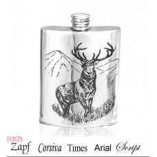 Personalised 6oz English Pewter Stag Hip Flask