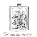 Personalised 6oz English Pewter Shooter & Dog Hip Flask