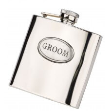 Personalised 6oz Groom Hip Flask With Captive Lid Engraved Free