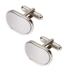 Personalised Curved Oblong Cufflinks Silver