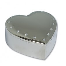 Personalised Heart Trinket Box With Crystals Silver Plated