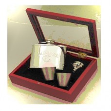 Personalised Jack Daniels Hip Flask & Wood Gift Box Set