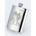 Pewter 6oz Hip Flask with Boxing