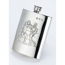 Pewter 6oz Hip Flask with Boxing