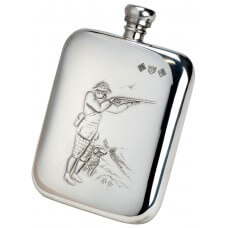 Pewter Shooting Scene Hip Flask