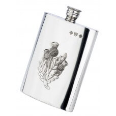 Scottish Heavy Thistle  6oz Pewter Hip Flask