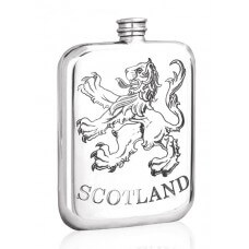 Personalised Scotland Rampant Lion 6oz Piper Pewter Hip Flask