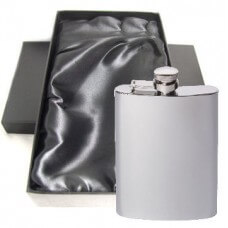 Engraved Hip Flask Captive Lid 6oz Personalised Free Gift Boxed