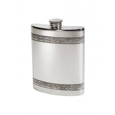 Celtic (Ceilteach) Horizontal Celtic Bands 4oz 6oz Pewter Hip Flask